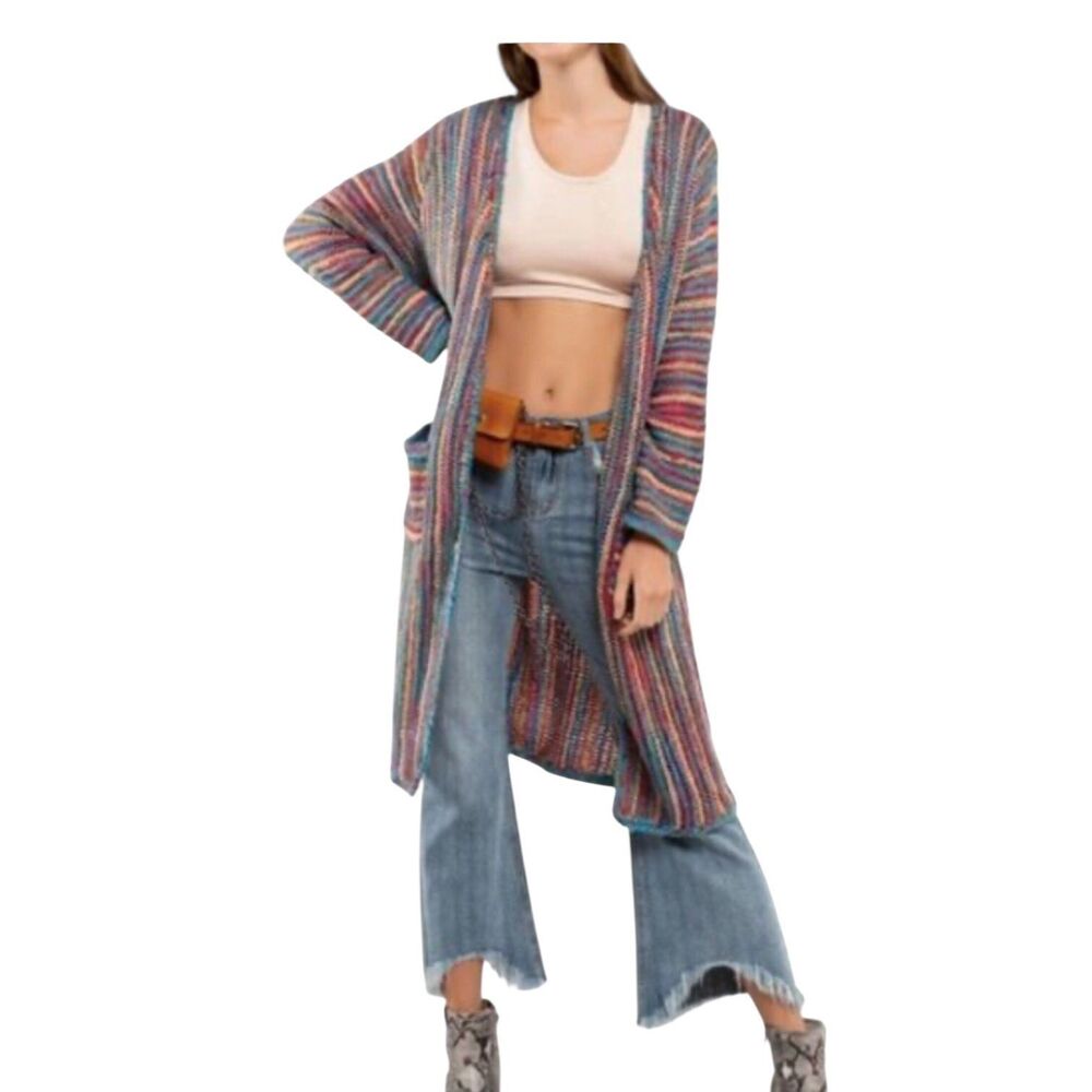 Pol Multi-Colored Duster Length Lightweight Cardi… - image 2